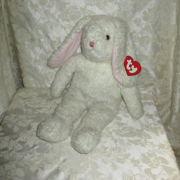 TY Rabbit Bunny Curly Plush Beanie Baby Classic 1991 Vintage Cream Hang Tag - Picture 1 of 4